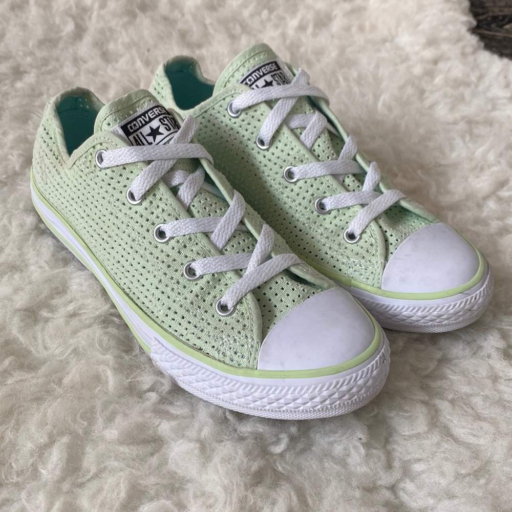 Kids mint green perforated converse. Green converse. Mint green converse kids